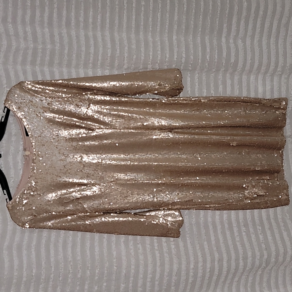 Rose Gold Sequin 3/4 Sleeve Dress